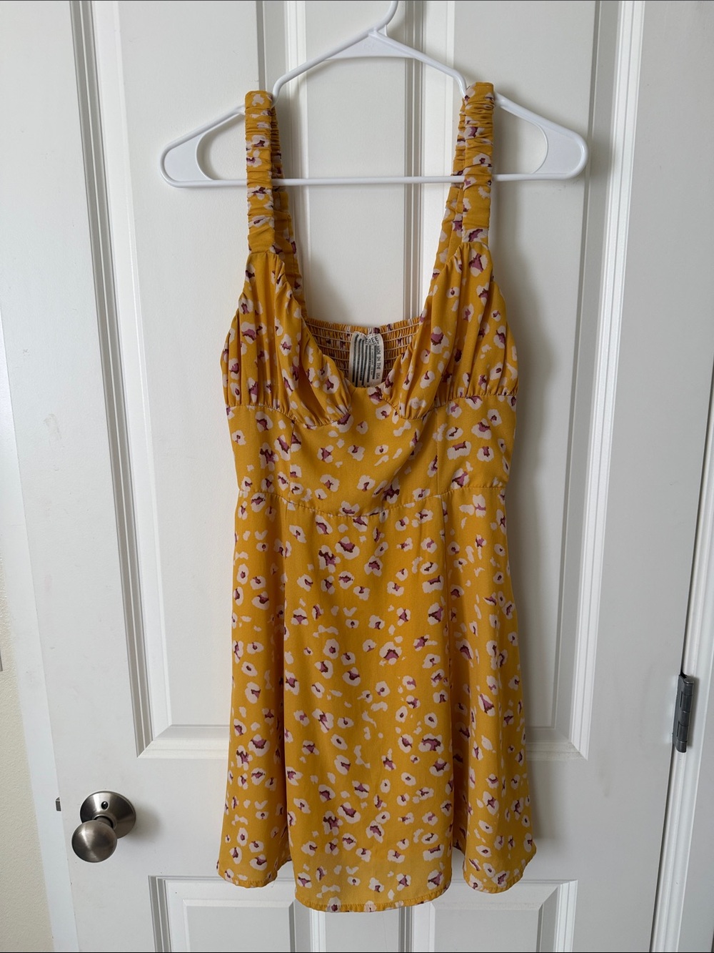 Free People Mustard Yellow Floral Smocked Dress